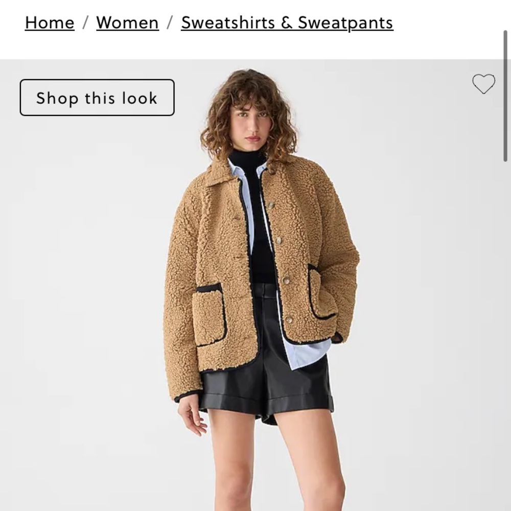 NWT J.Crew faux Sherpa barn jacket size xs